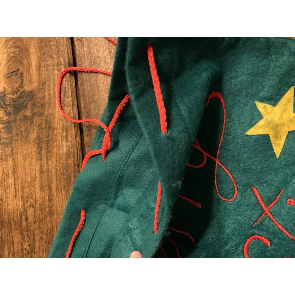 Vintage Felt Christmas Gift Bags Appliqué Drawstring 18‎ X 29